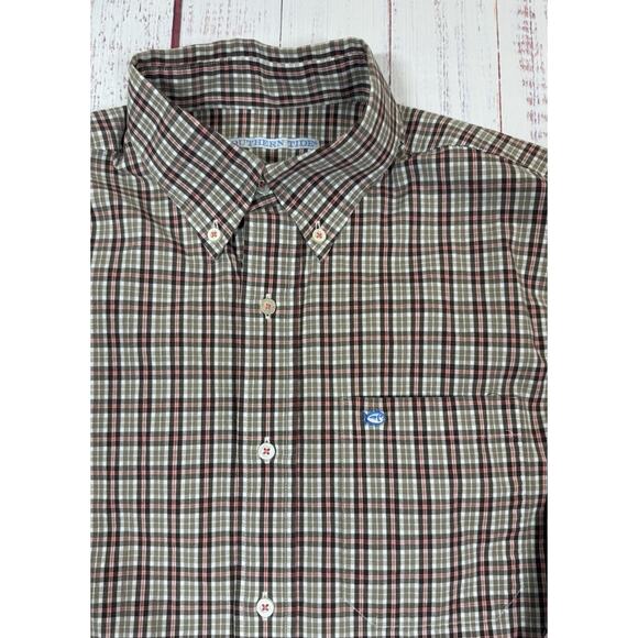 Southern Tide Button Down Shirt Men's Size S Brown Red Plaid Long Sleeve Casual - Picture 3 of 8